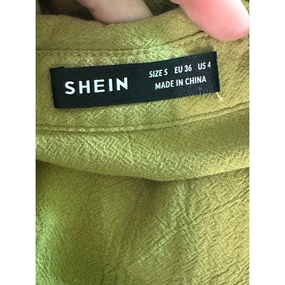 Shein green cotton short sleeves button shirt size Small - Picture 3 of 13